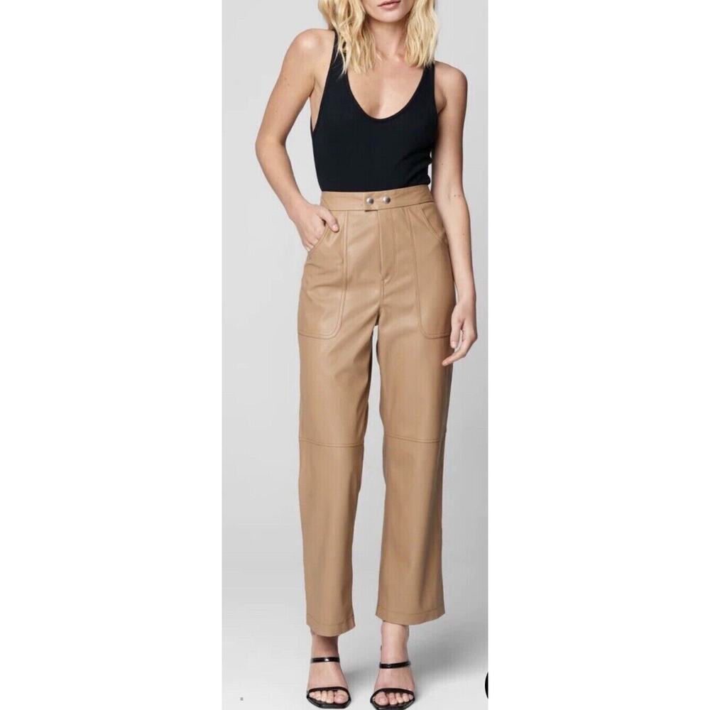 NWT Blank NYC Pants Women Sz 27 THE BAXTER IN LUCKY NUMBER PANT Faux Leather Tan